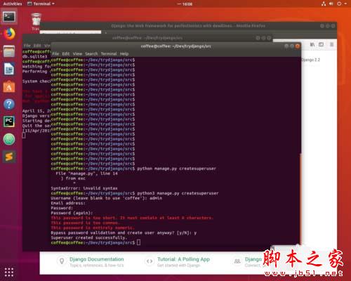 Ubuntu中怎么创建一个Django超极用户