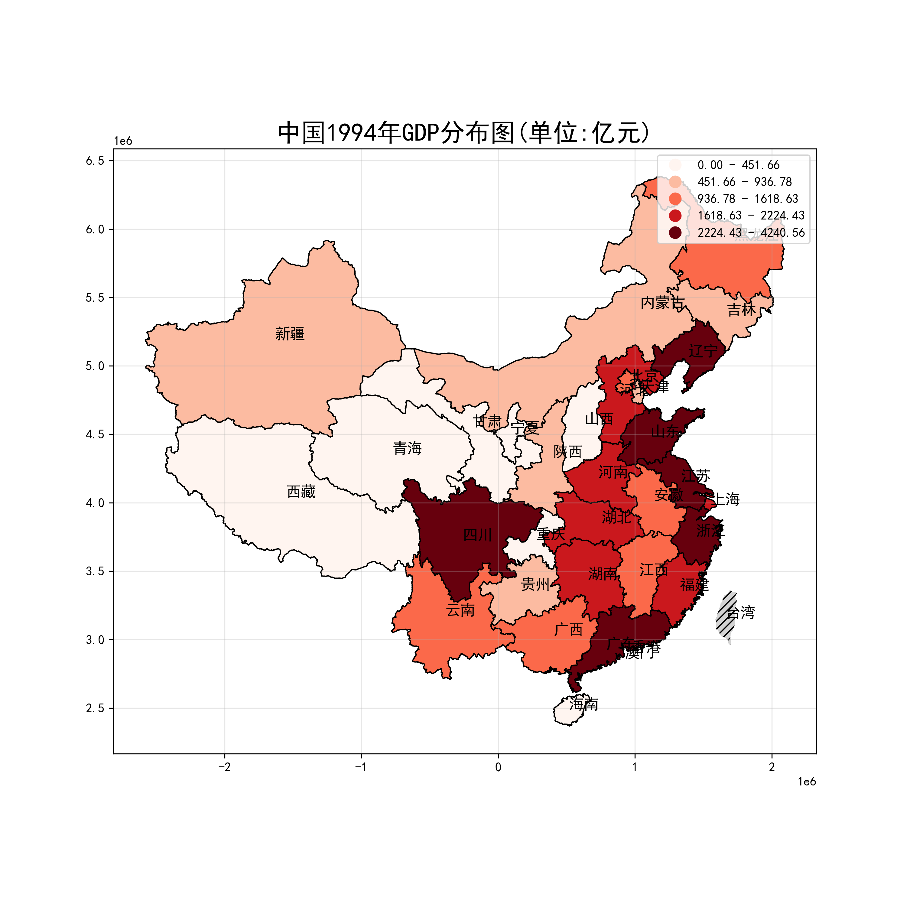 怎么用Python制作中国GDP分布图