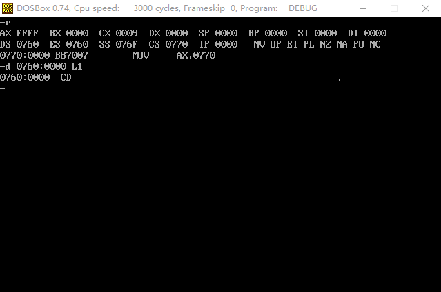 debug  D命令如何查看指定地址的内容