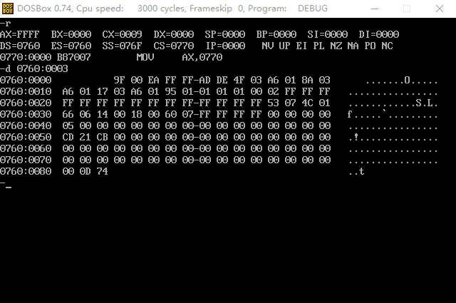 debug D命令如何查看指定地址及其之后的128字節(jié)的內(nèi)容