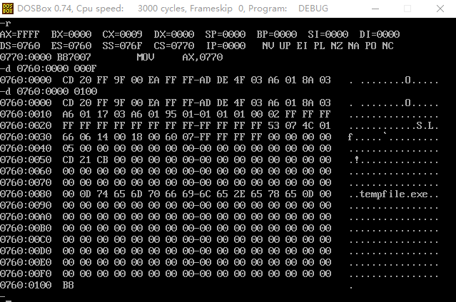 debug D命令如何查看指定范围内的内容