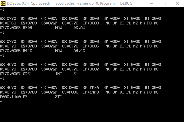 debug P命令跟蹤程序時遇到Int 21使用P命令的分析