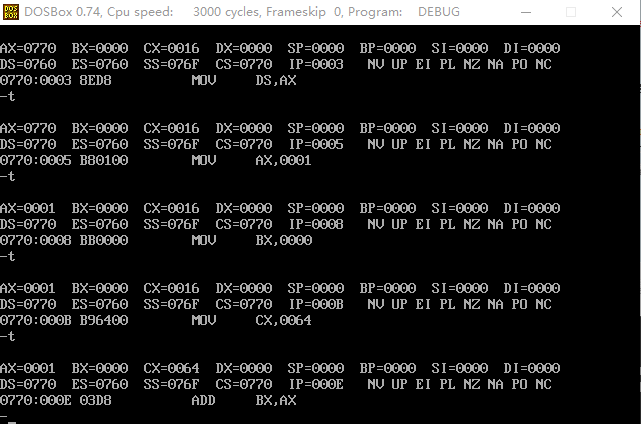 如何使用debug 命令完成loop循环