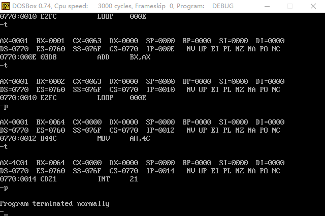 如何使用debug 命令完成loop循环