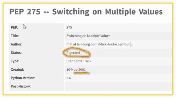 Python中不支持 switch 语句的原因是什么