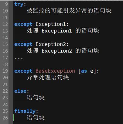 Python异常处理的关键词与结构有哪些