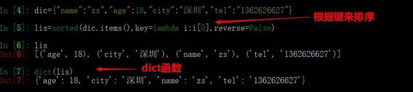 python如何实现字典根据键从小到大排序