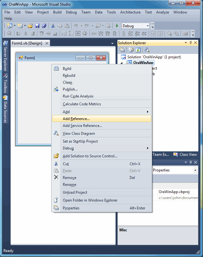 Oracle数据库上如何使用VS2010构建.NET应用程序