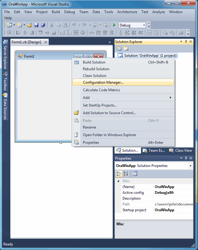 Oracle数据库上如何使用VS2010构建.NET应用程序