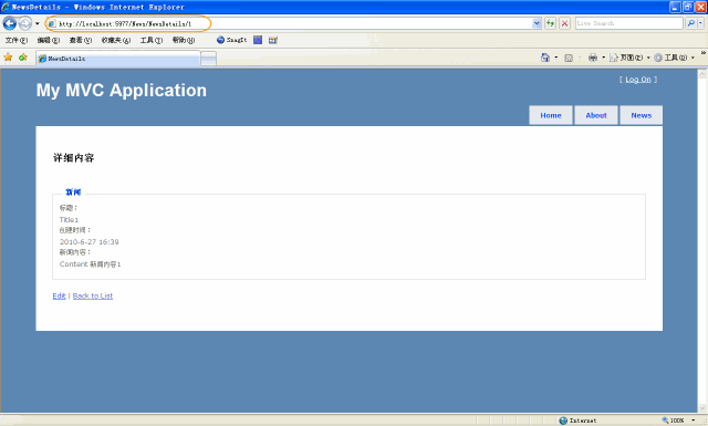 ASP.NET MVC 2.0中显示列表和详细页面的操作是怎样的