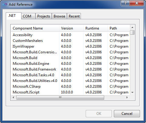 Visual Studio 2010中添加引用对话框有什么改进
