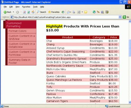 如何在ASP.NET GridView中显示产品信息