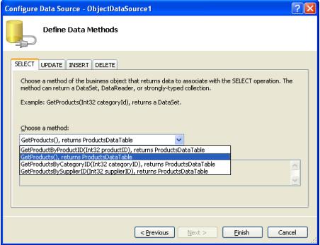 ASP.NET 2.0中配置ObjectDataSource控件