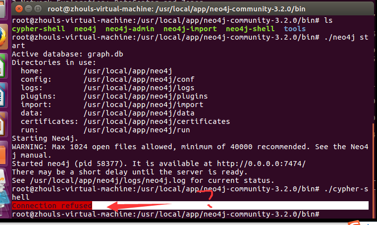 Neo4j下执行cypher-shell时Connection refused问题该怎么解决