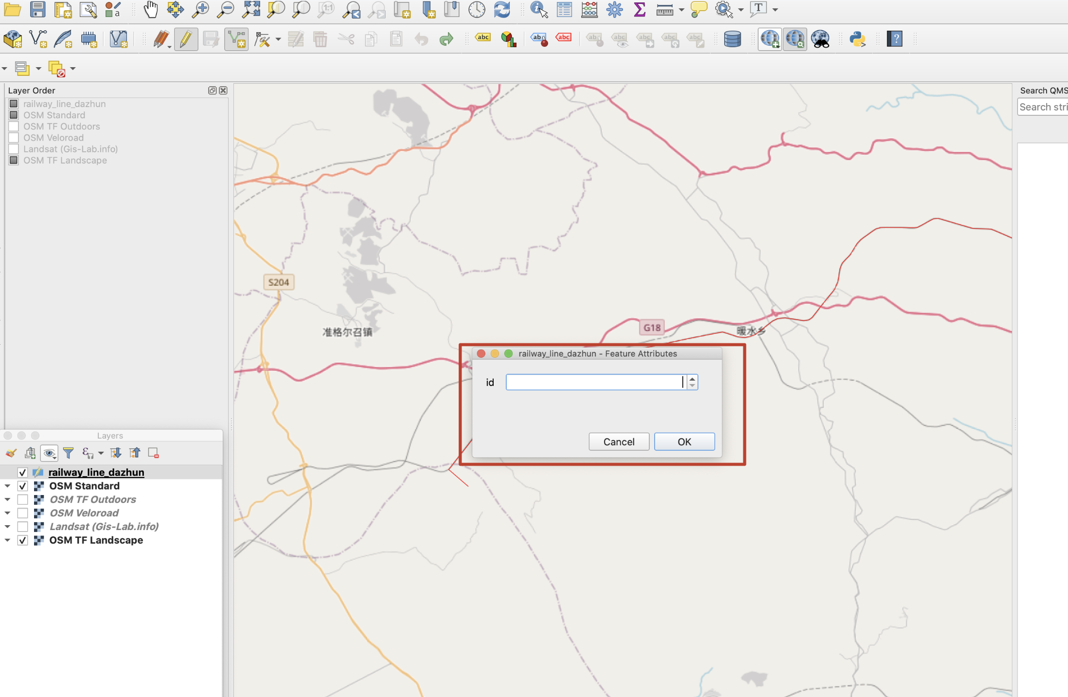 如何使用QGIS绘制铁路轨迹geojson