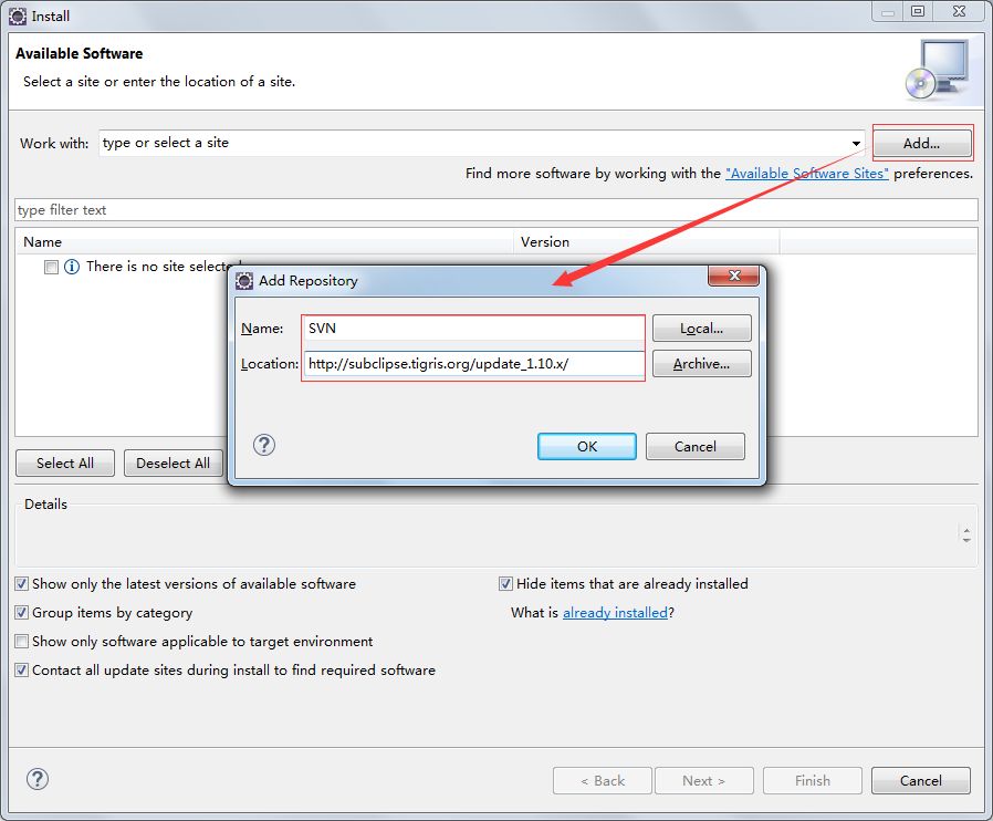 Eclipse如何在线安装SVN