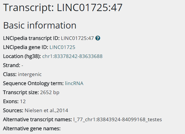 人类lncRNA数据库LNCipedia如何理解