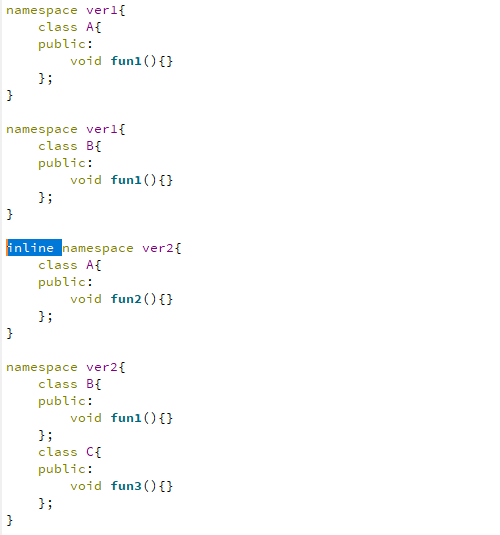 C++11内联命名空间举例分析