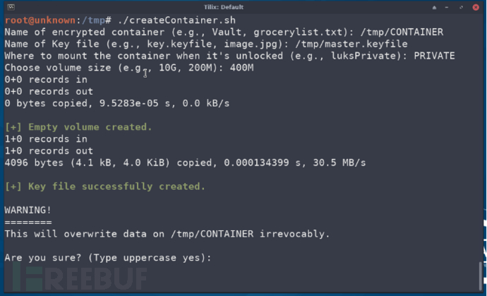 如何在kali Linux上创建一个用于隐藏文件的加密容器
