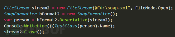 SoapFormatter反序列化漏洞示例分析