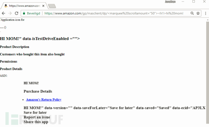 发现亚马逊网站的反射型XSS漏洞的示例分析