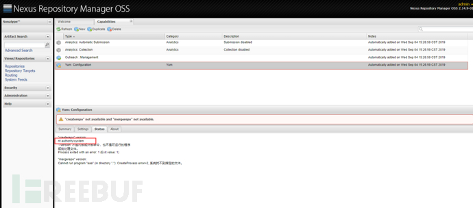 Nexus Repository Manager 2.x命令注入漏洞CVE-2019-5475示例分析