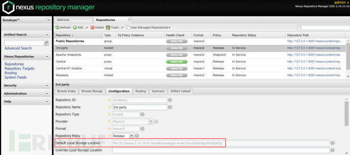 Nexus Repository Manager 2.x命令注入漏洞CVE-2019-5475示例分析