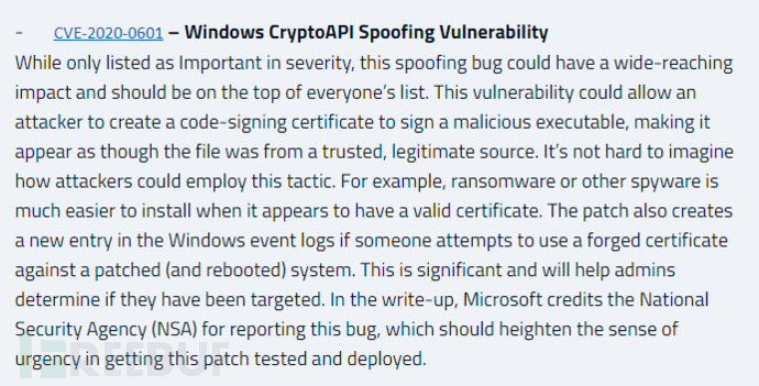 关于CVE-2020-0601的官方回复是怎样的
