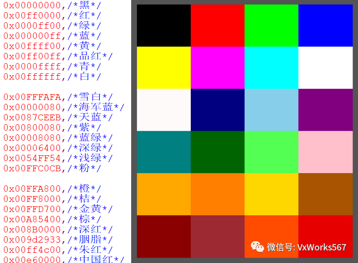 UGL之颜色表的示例分析