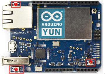 Arduino Yun中指示灯组与3个复位按钮的示例分析
