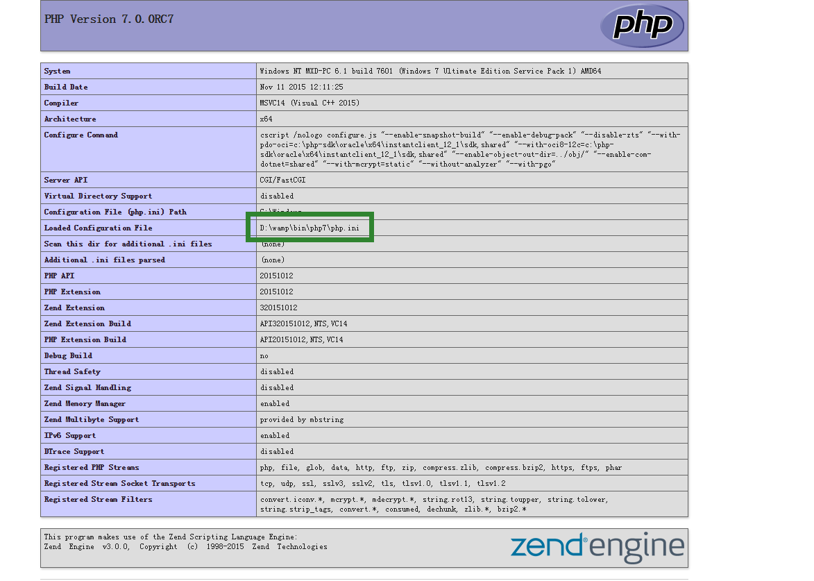 如何在win7X64怼个php7