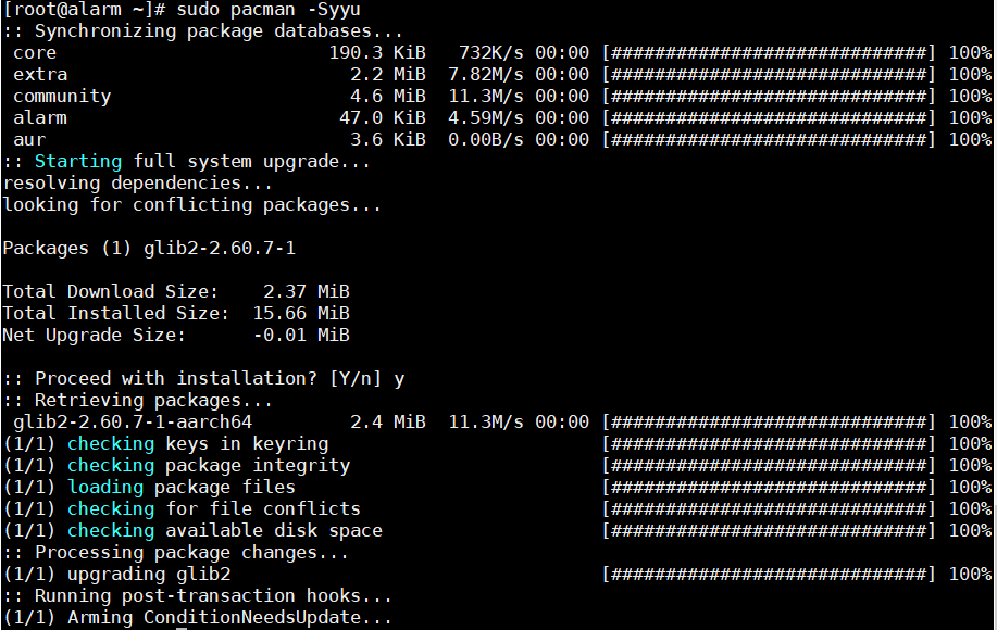 树莓派中的archlinux更新系统时报错 warning: Public keyring not found; have you run pacman-key --init怎么办