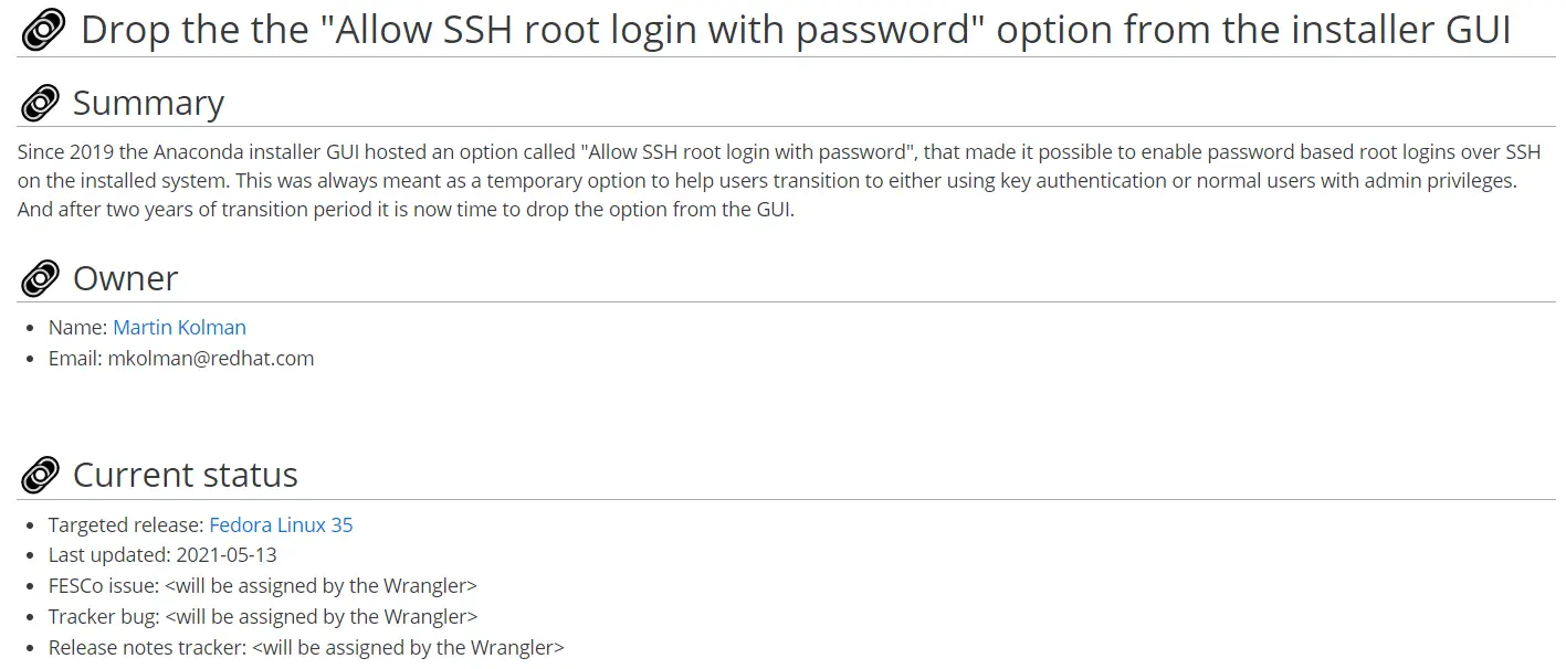 Fedora35取消“允許用密碼登錄SSH Root”安裝程序選項的示例分析