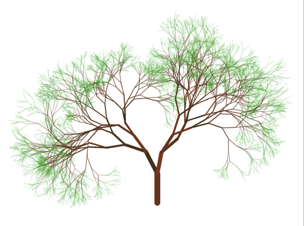如何使用HTML 5 Canvas递归画树