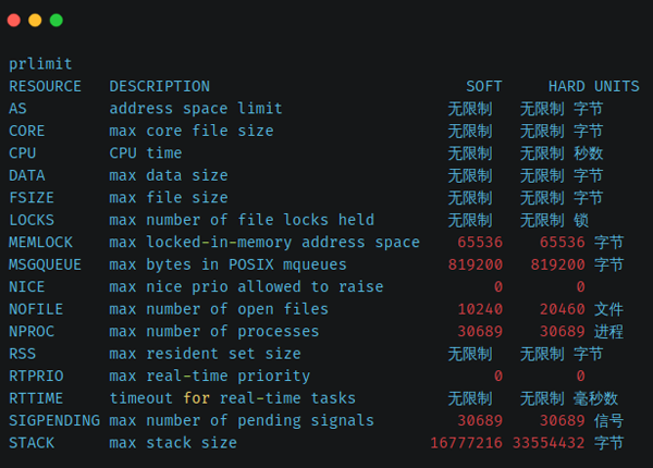 怎么查看Linux下的一些资源限制