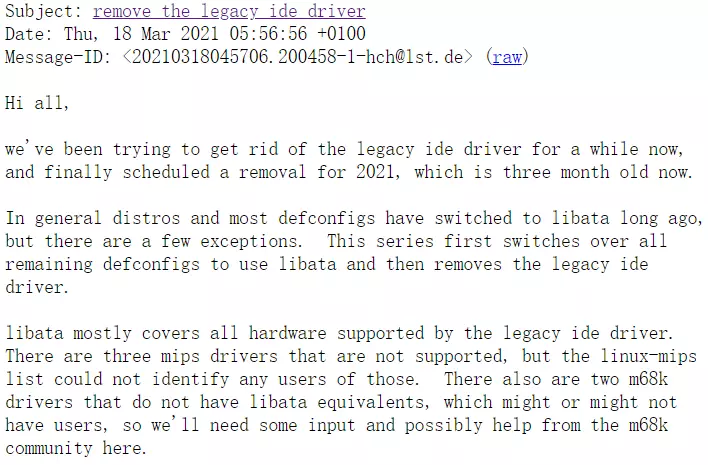 Linux是否将移除传统的IDE驱动支持