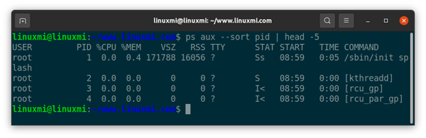 Linux中如何使用ps命令输出进行排序