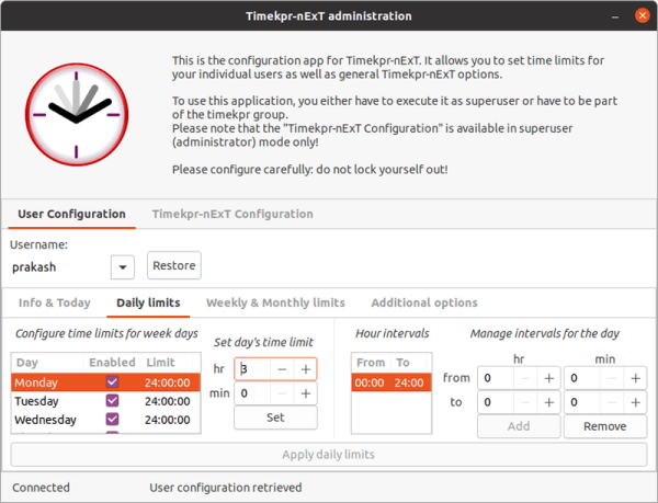 如何使用Timekpr-nExt限制Linux中每个账户的电脑使用