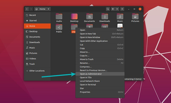 怎么在Linux的Nautilus文件管理器中以管理員身份打開文件和文件夾