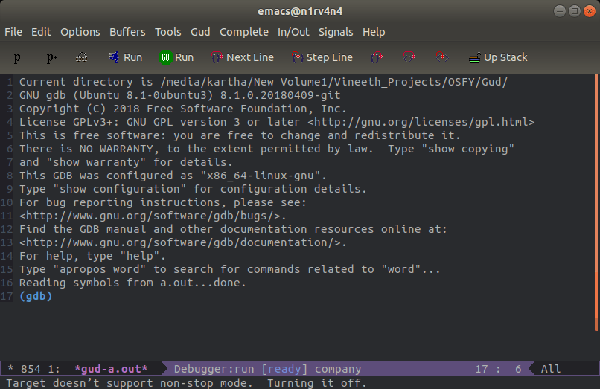 Emacs调试中GUD调试器的特性是什么