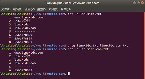 Linux中怎么删除重复的文本行