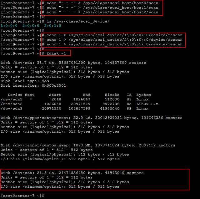 如何在CentOS7中添加新磁盘而不用重启系统