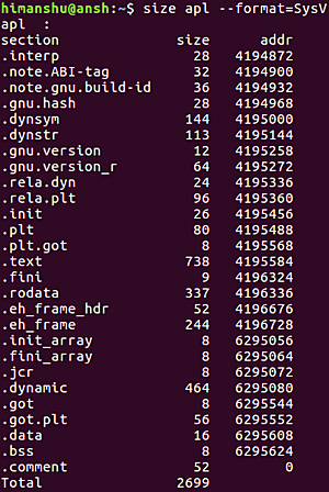 linux中size命令怎么用