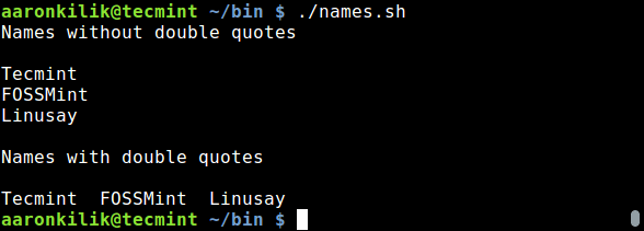 linux如何使用双引号来引用变量