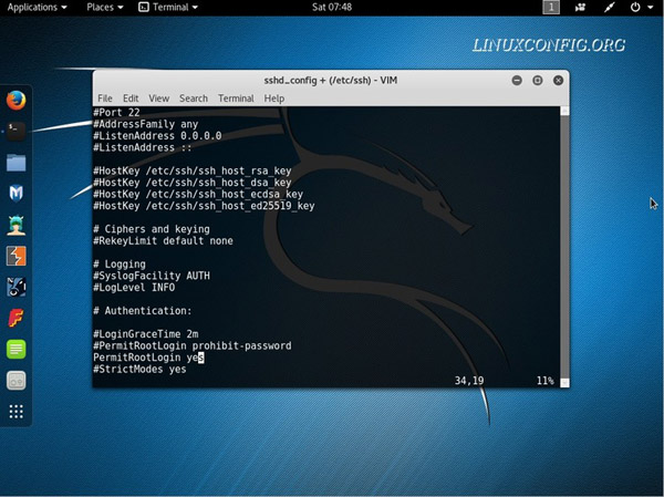 Настройка ssh kali linux