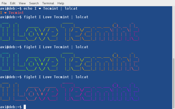 Linux終端中如何使用lolcat命令