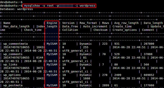 如何在Linux上检查MySQL数据表的存储引擎类型