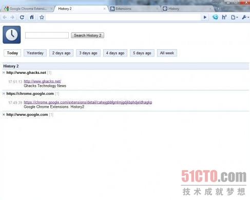 如何进行管理浏览历史的Chrome扩展History 2