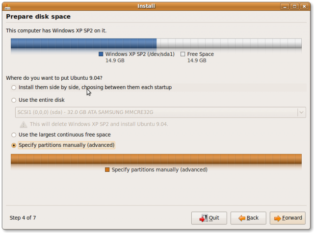 Ubuntu 9.04 RC的安装过程