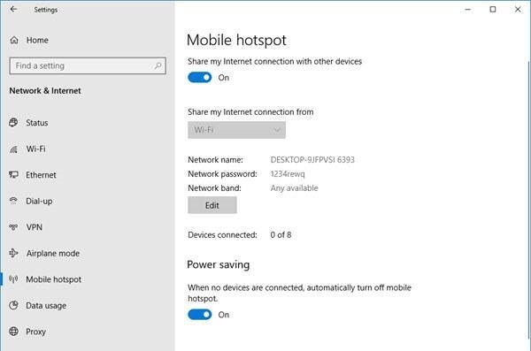 怎样在Windows 10中关闭Mobile Hotspot